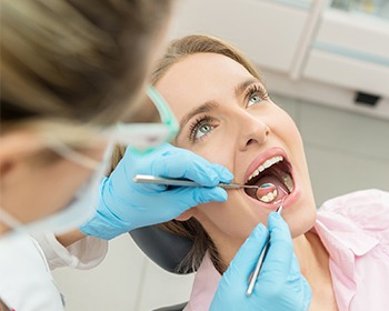 woman having dental exam